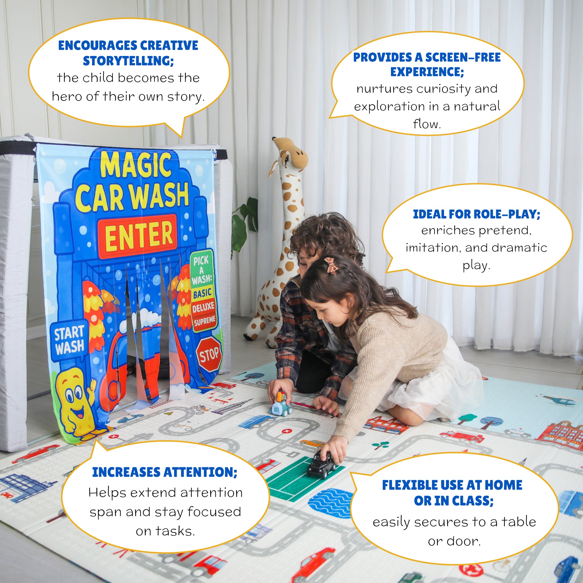 Car Wash Play Panel Set of 2 (Ages 2–7) | Milk & Think