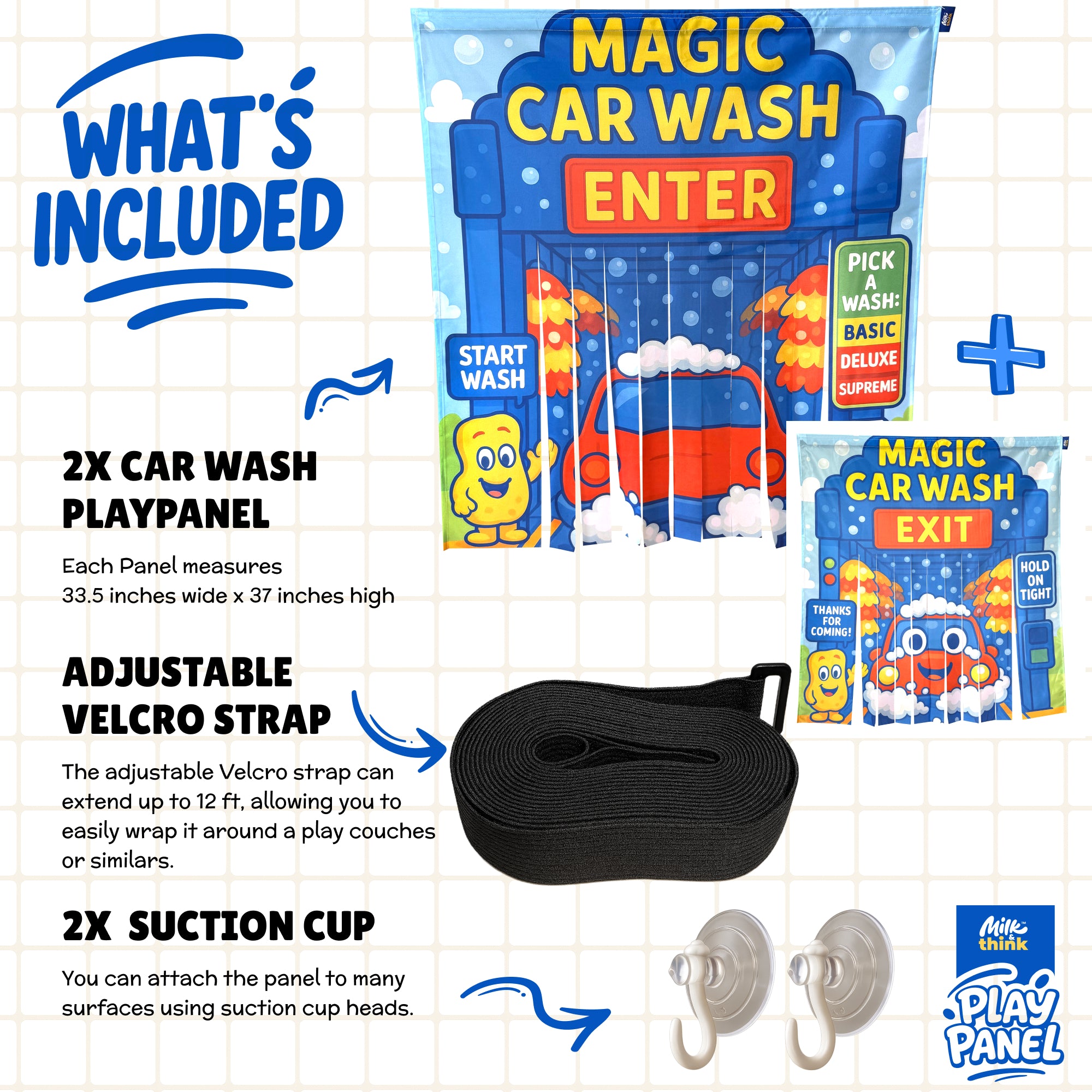 Car Wash Play Panel Set of 2 (Ages 2–7) | Milk & Think